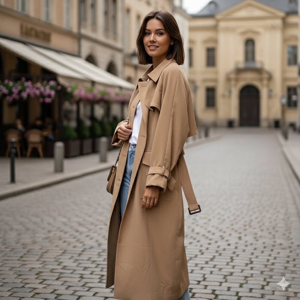 J.ING Jing Lightweight Belted Oversize Trench Coat Size L NWT Spring/Fall